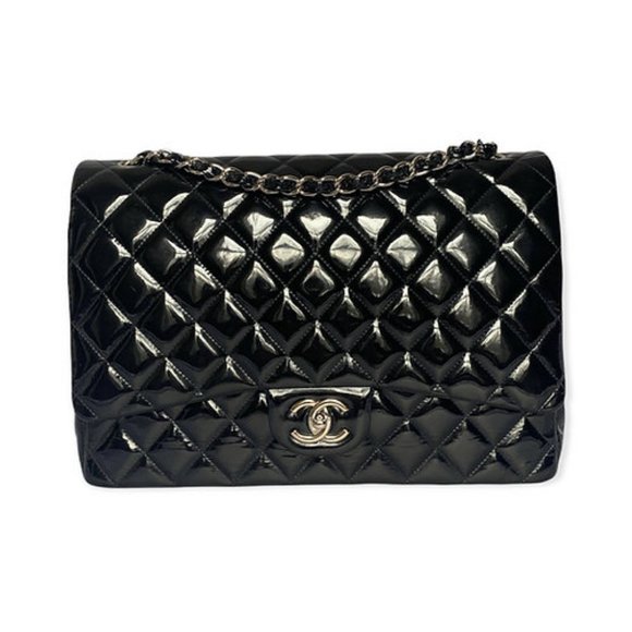 CHANEL Handbags - ❤️SOLD ❤️Chanel Black Quilted Patent Leather Maxi Classic Double Flap Bag